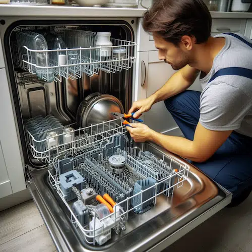 Dishwasher Repair Services Los Angeles - technician repairing a dryer